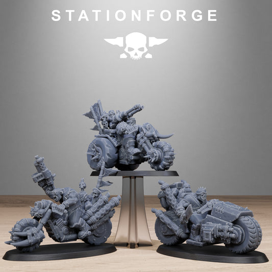 3D Printed Orkaz Bikers by StationForge Miniatures