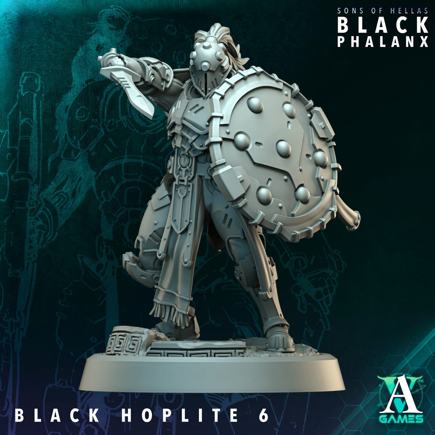3D Printed Black Hoplites by Archvillain Games