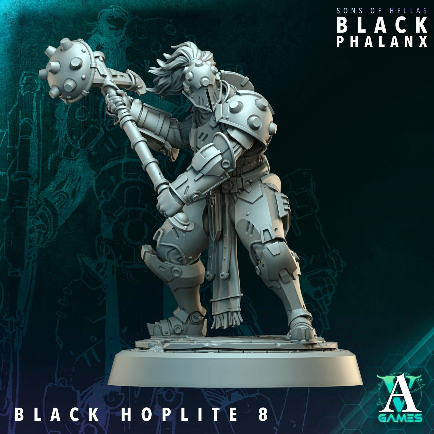 3D Printed Black Hoplites by Archvillain Games