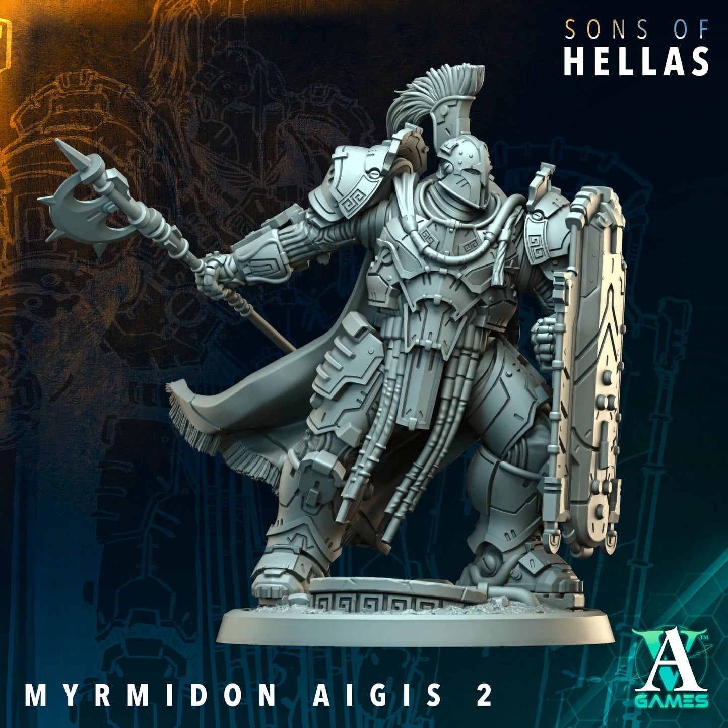 3D Printed Myrmidon Aegis by Archvillain Games