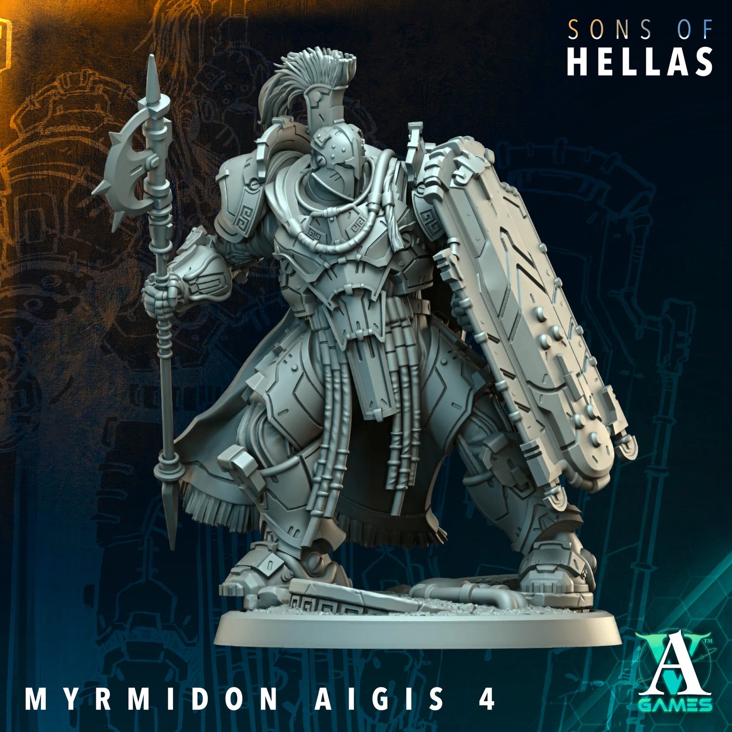 3D Printed Myrmidon Aegis by Archvillain Games