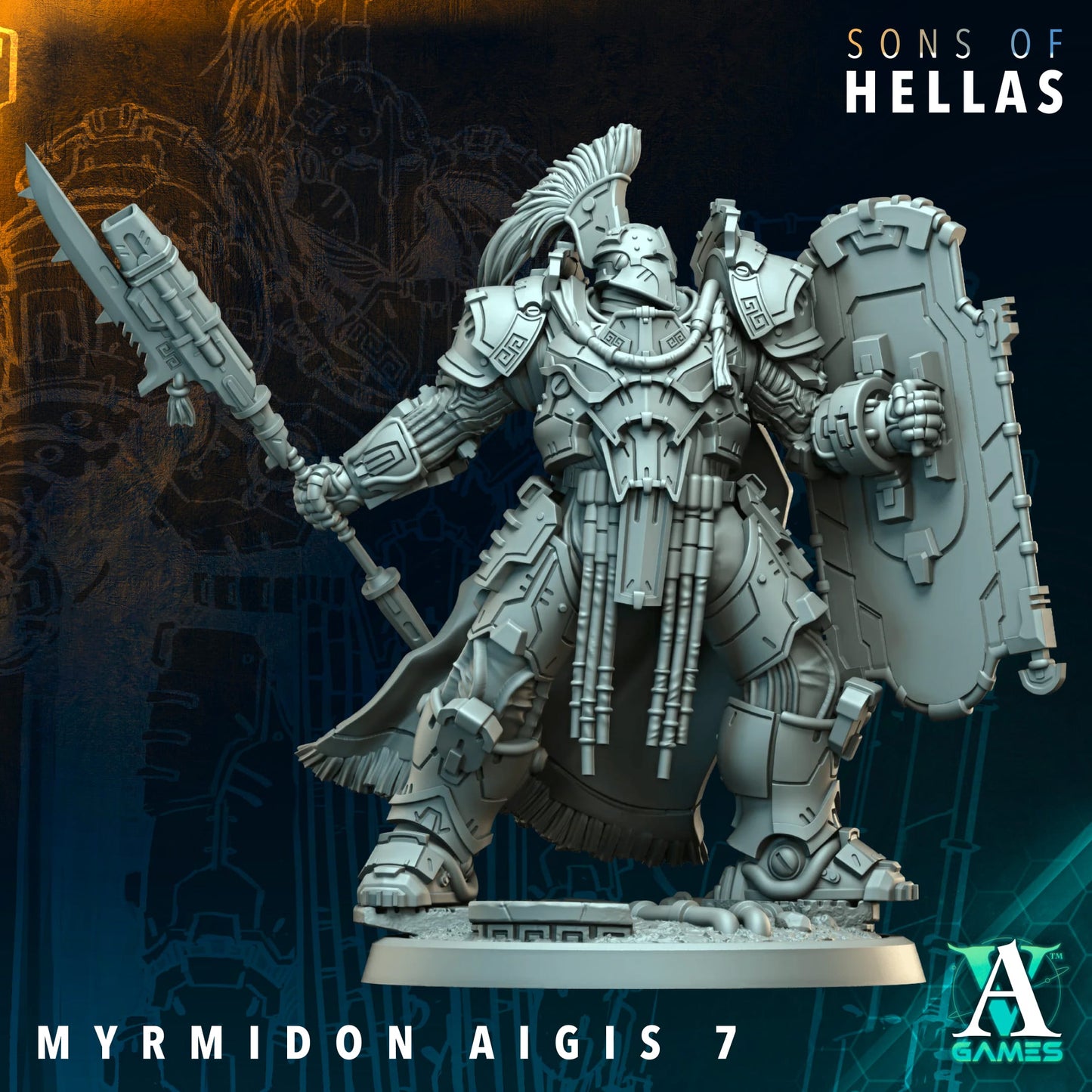 3D Printed Myrmidon Aegis by Archvillain Games