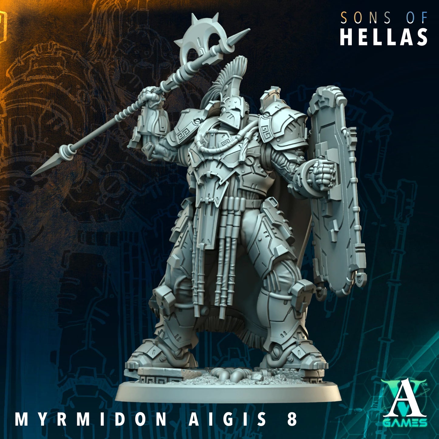 3D Printed Myrmidon Aegis by Archvillain Games
