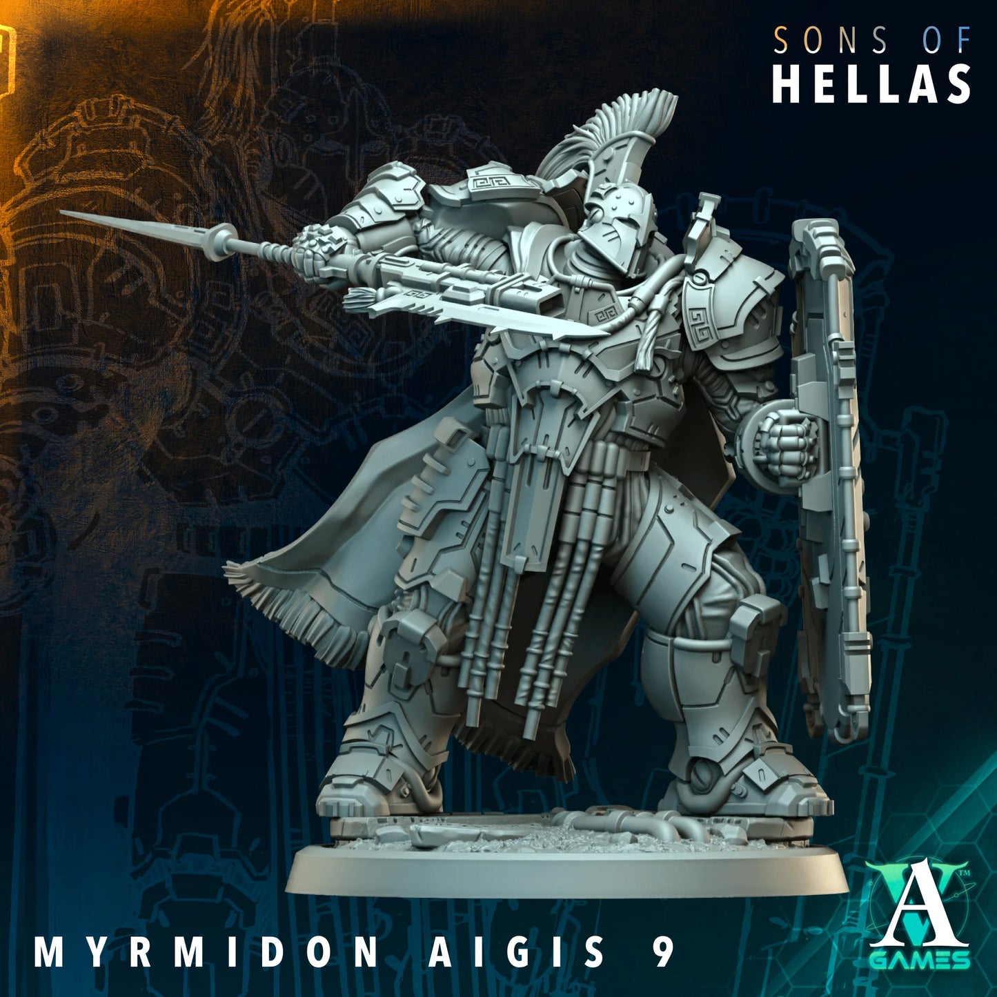 3D Printed Myrmidon Aegis by Archvillain Games