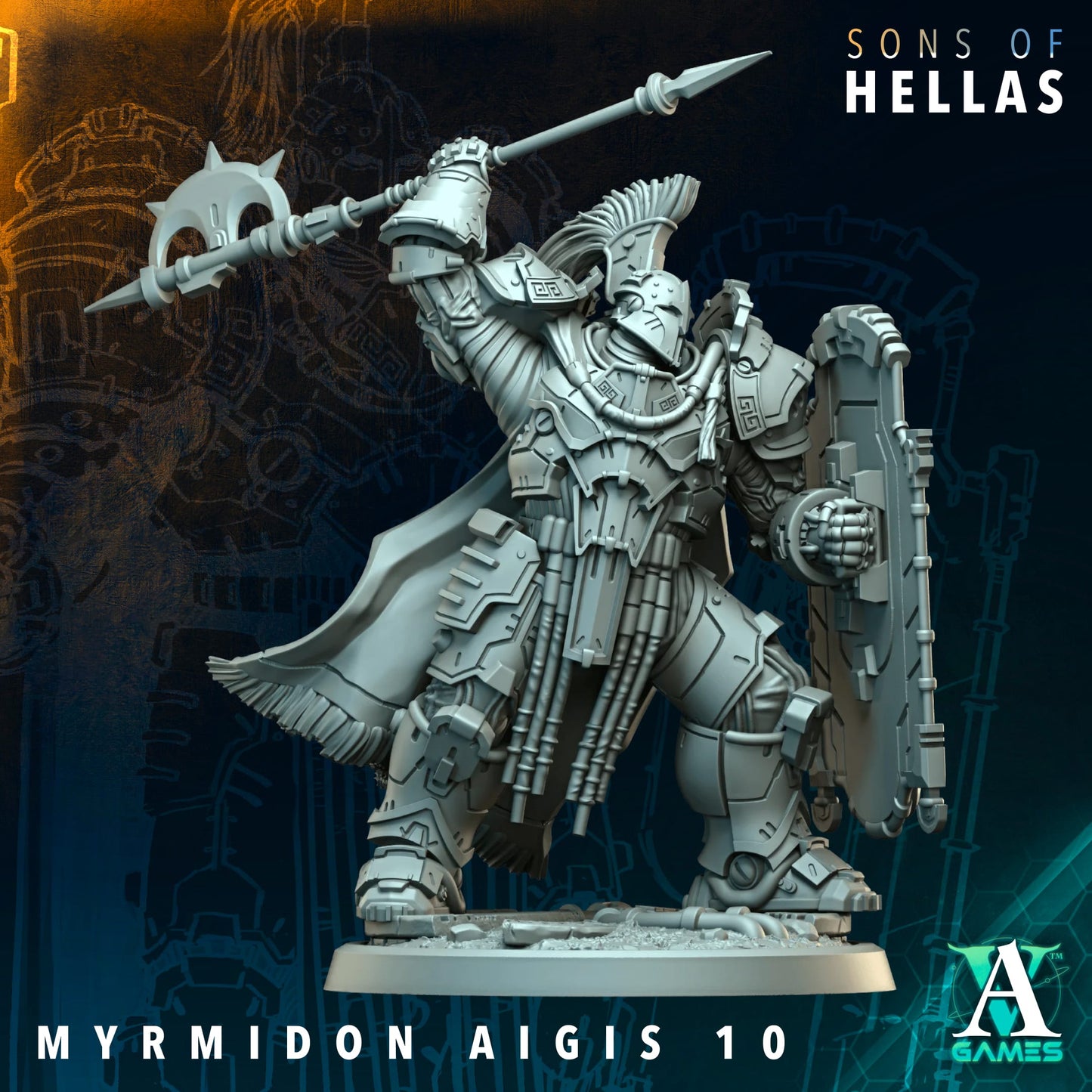 3D Printed Myrmidon Aegis by Archvillain Games