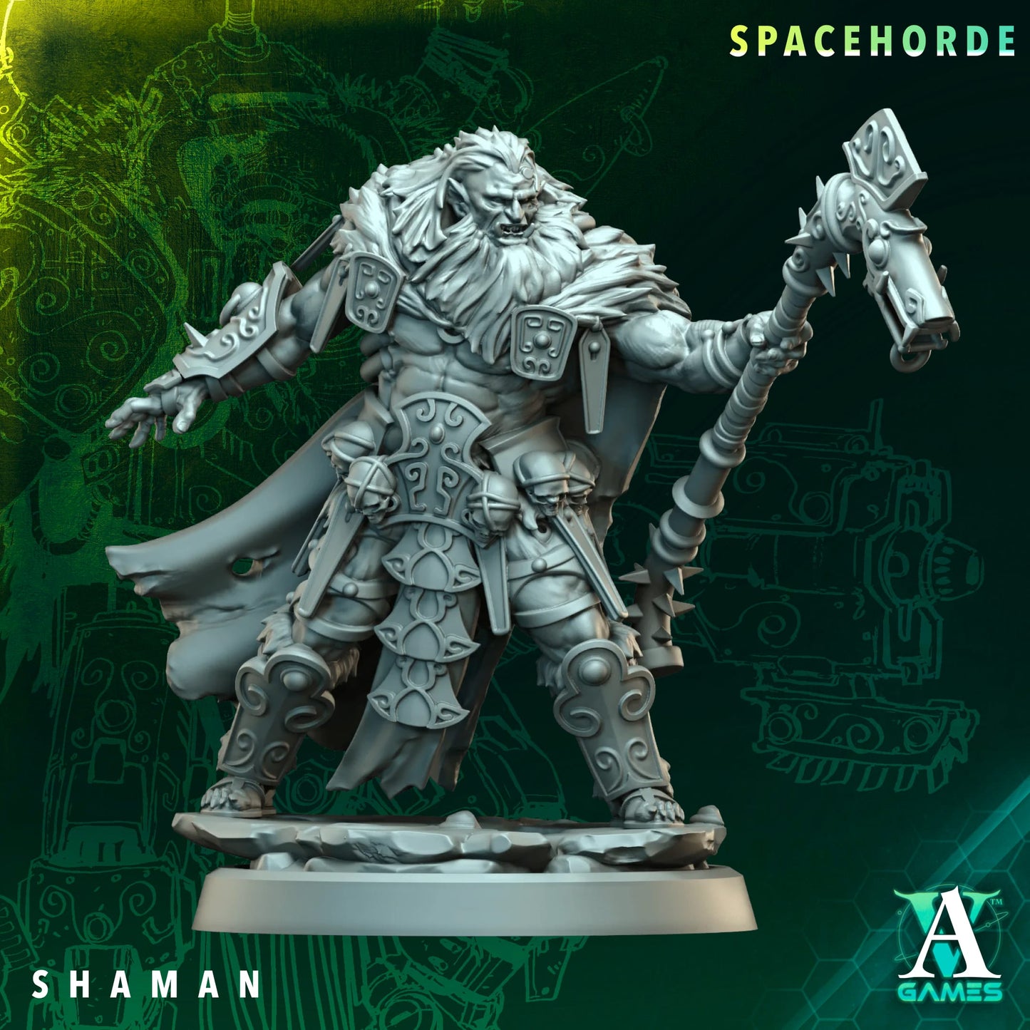 3D Printed Spacehoard Shaman by Archvillain Games