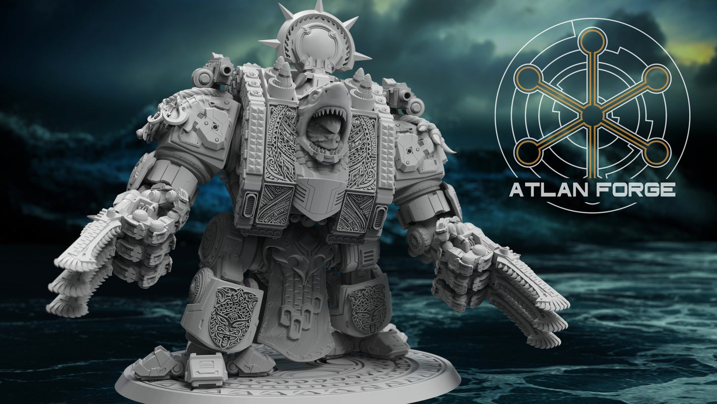 3d Printed Shark Knight Dreadnought by Atlan Forge Miniatures