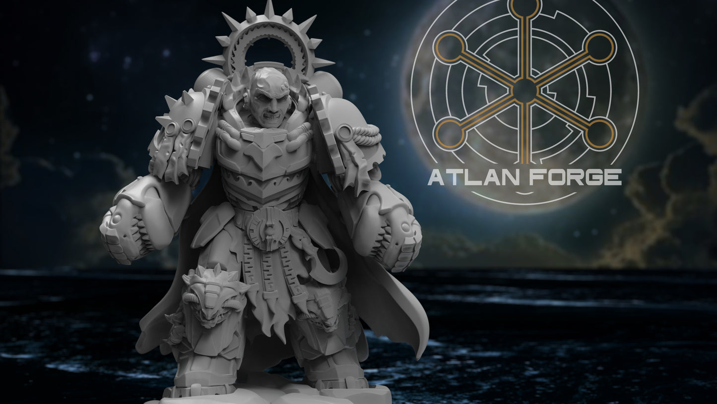 3d Printed Shark Knights Captain in Aegis Armor by Atlan Forge Miniatures