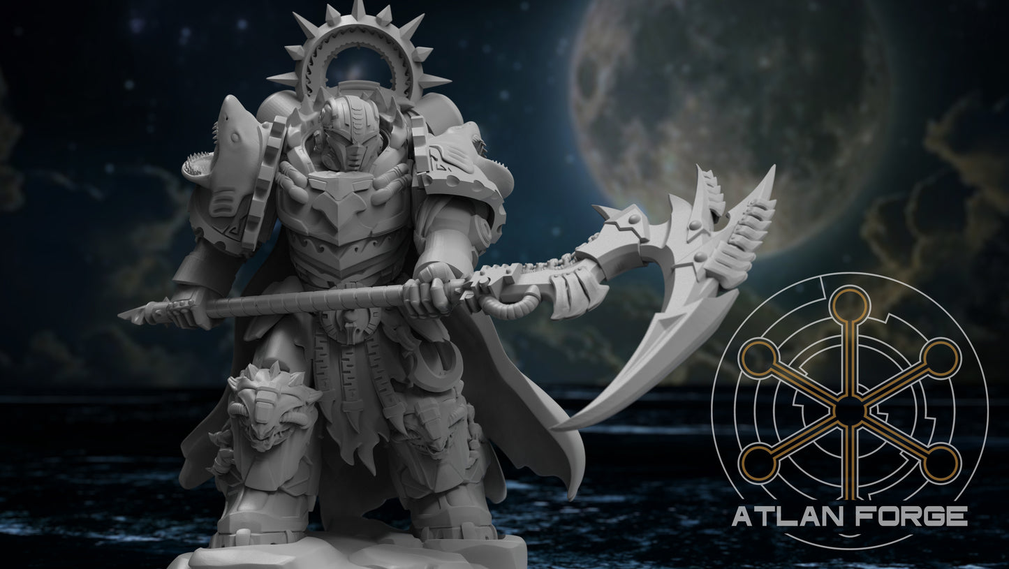 3d Printed Shark Knights Captain in Aegis Armor by Atlan Forge Miniatures