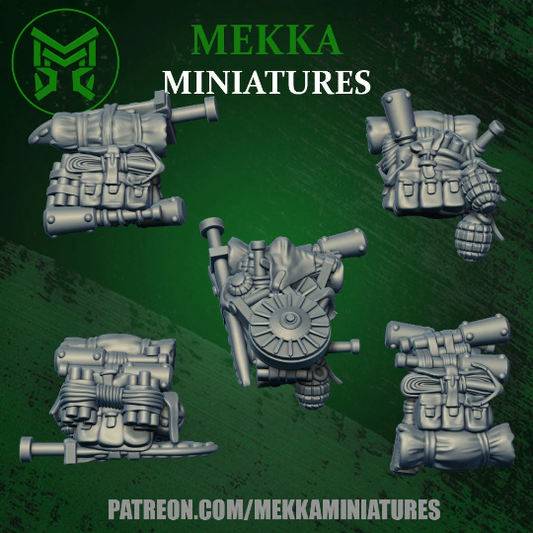 3d Printed Ork Commando Backpacks x10 by Mekka Miniatures