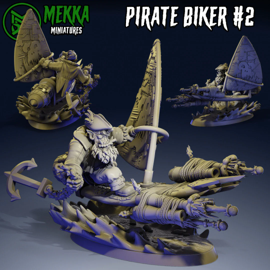 3d Printed Pirate Ork Bikers x4 by Mekka Miniatures