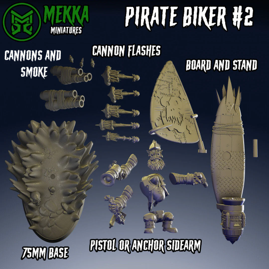 3d Printed Pirate Ork Bikers x4 by Mekka Miniatures