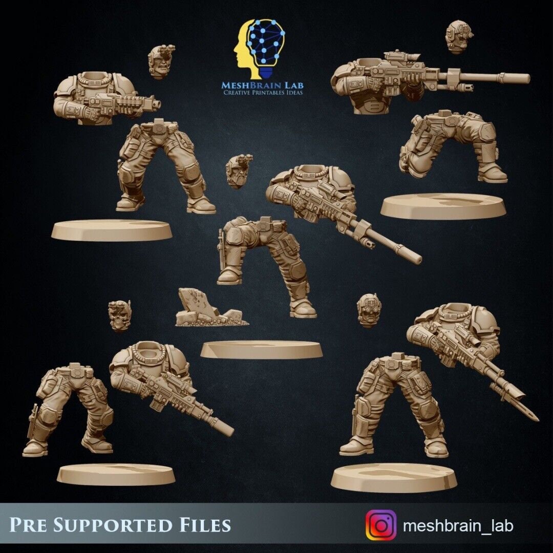 Meshbrain Lab 3d Printed Imperial Marine Scout Squad x5 by Meshbrain Labs – Last Hope ...