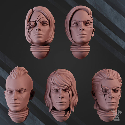 3d Printed War Sisters Bits "Ebony Grail" - Head Set x10 by DakkaDakka