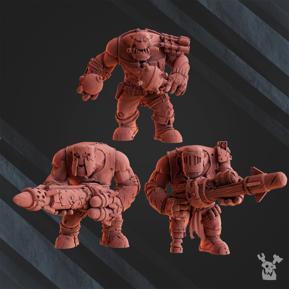 3d Printed Squad of 5 Ork Boombo Boyz by DakkaDakka Miniatures