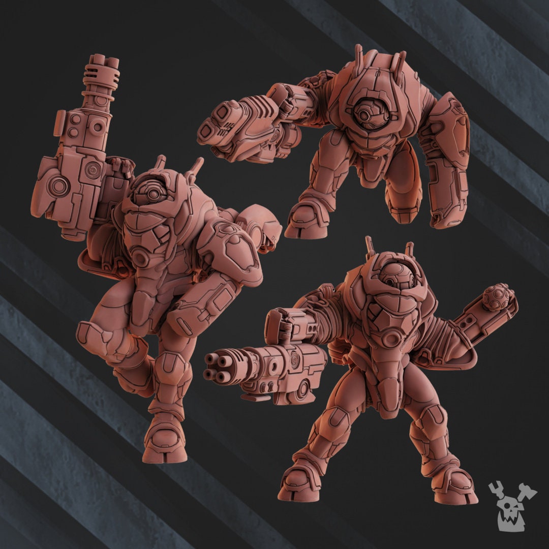 3d Printed Cyber Ghosts Squad x3 by DakkaDakka Miniatures