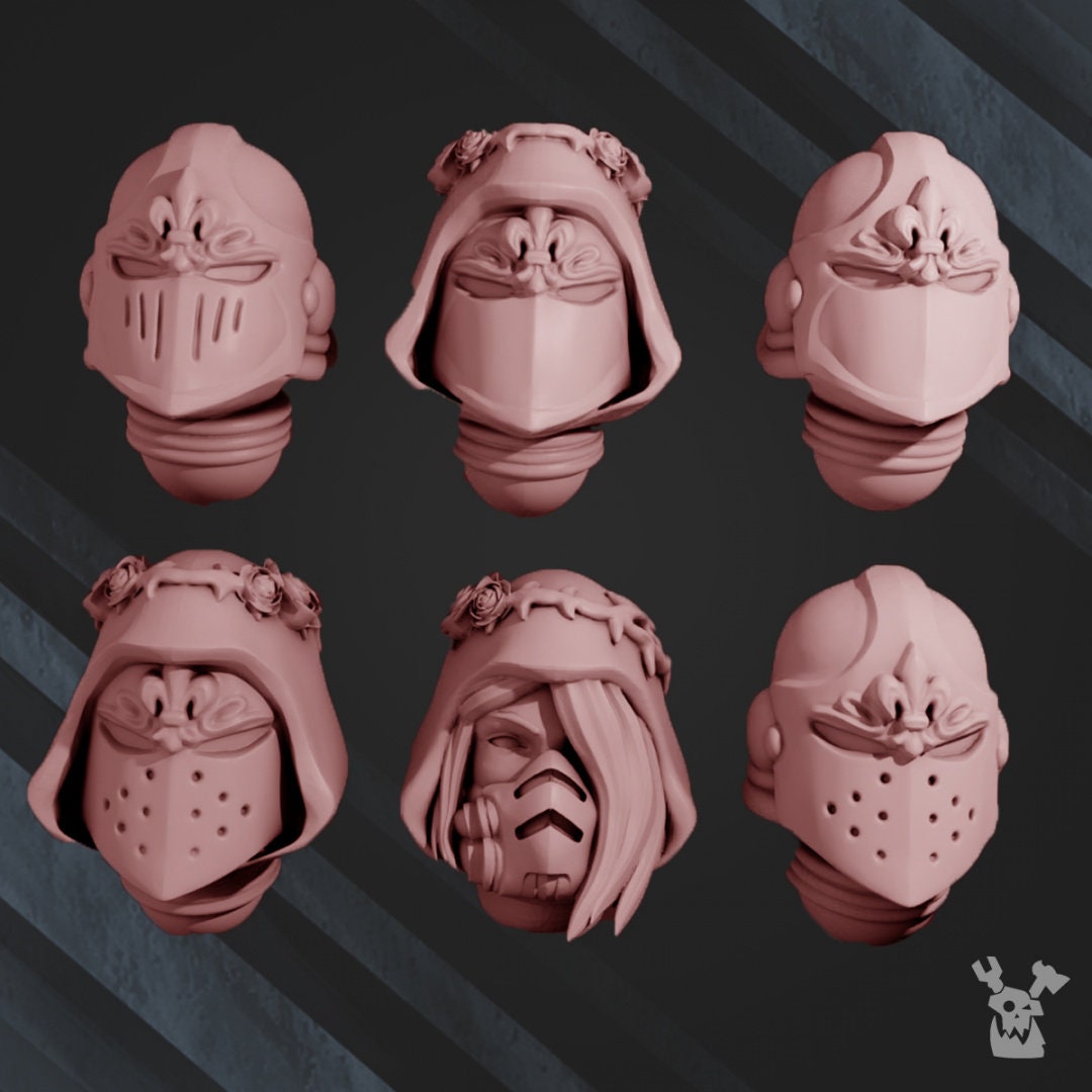 3d Printed War Sisters Bits - "Bloody Rose 2" Helmet Set x12 by DakkaDakka