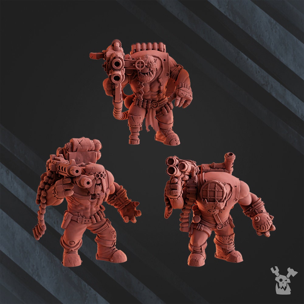 3d Printed Big Ork Megashoota Boyz by DakkaDakka Miniatures