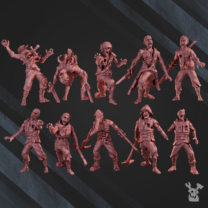 3d Printed Pandemic Zombies Squad x10 by DakkaDakka Miniatures