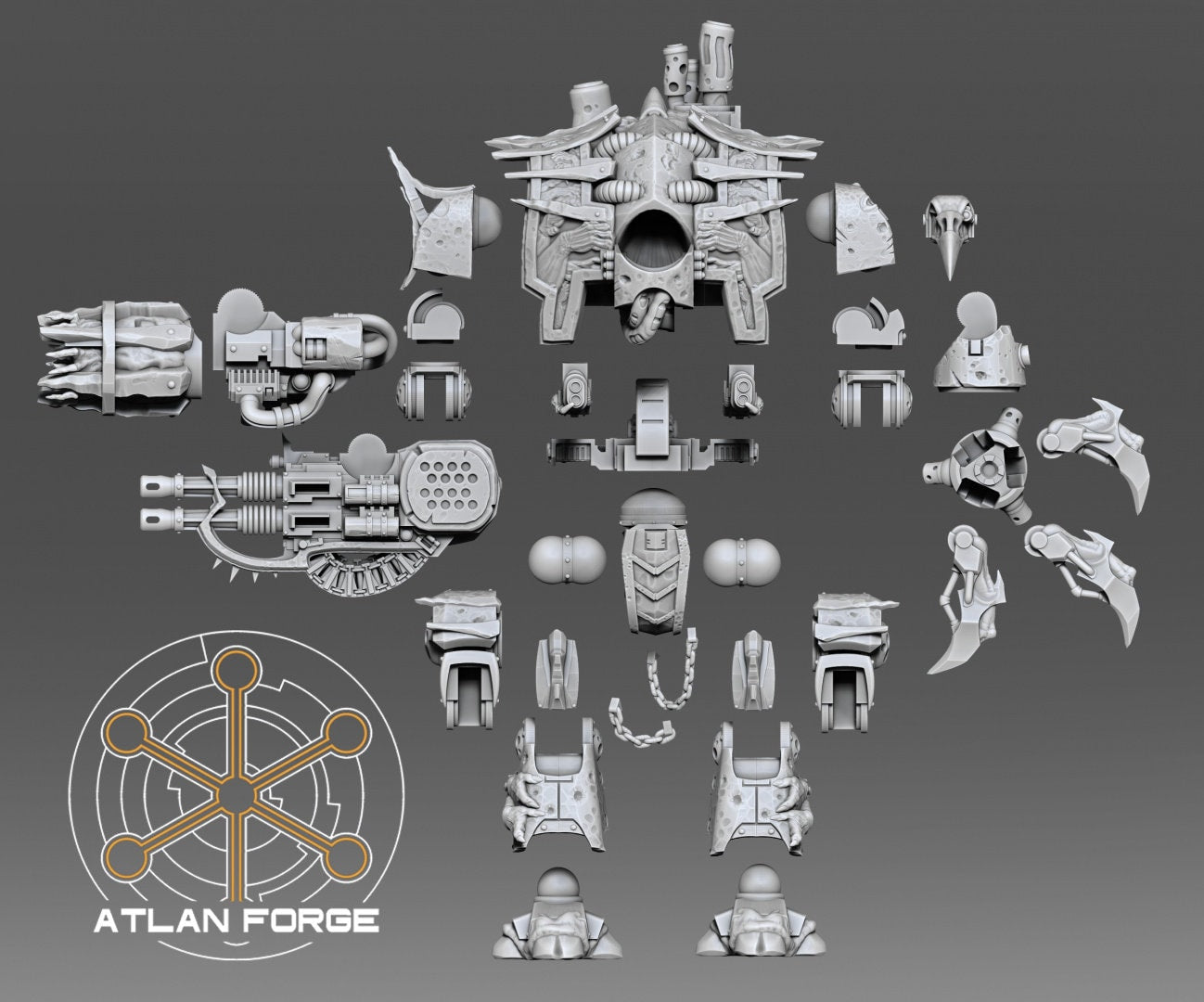 3d Printed Mortis Harvester Dreadnought by Atlan Forge Miniatures