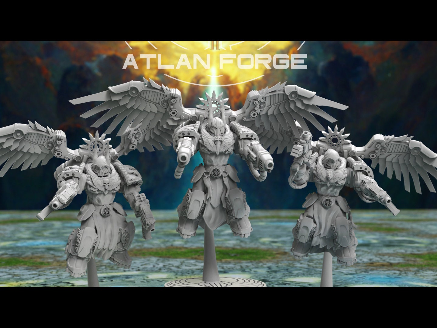 3d Printed Angelic Seraphim x5 by Atlan Forge Miniatures