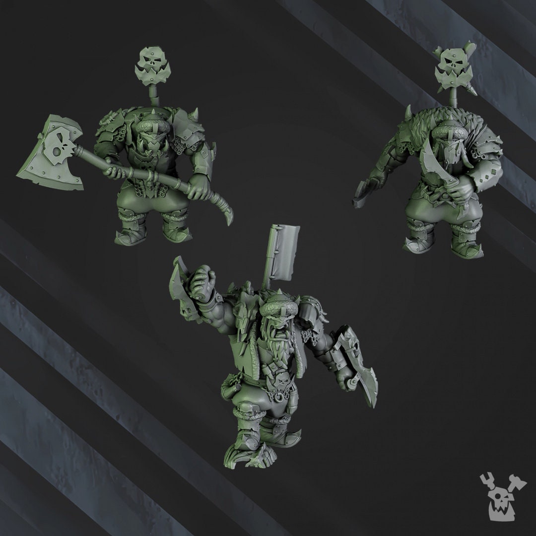 3d Printed Squad of 5 Ork Bigg'uns by DakkaDakka Miniatures