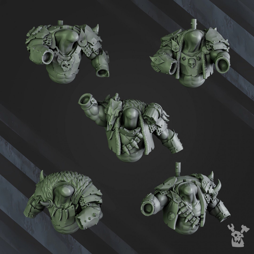 3d Printed Squad of 5 Ork Bigg'uns by DakkaDakka Miniatures