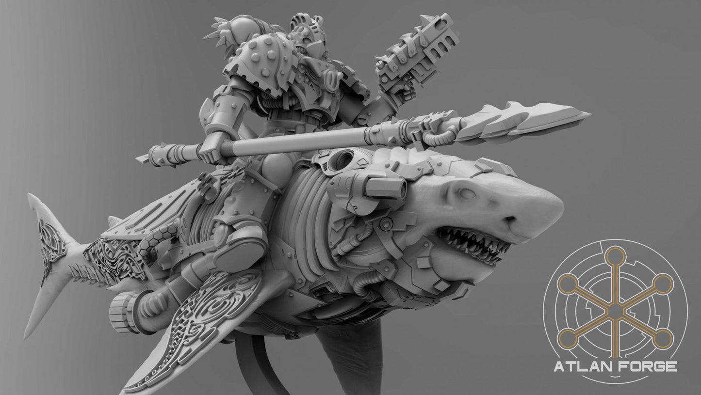 3d Printed Shark Riders x3 by Atlan Forge Miniatures