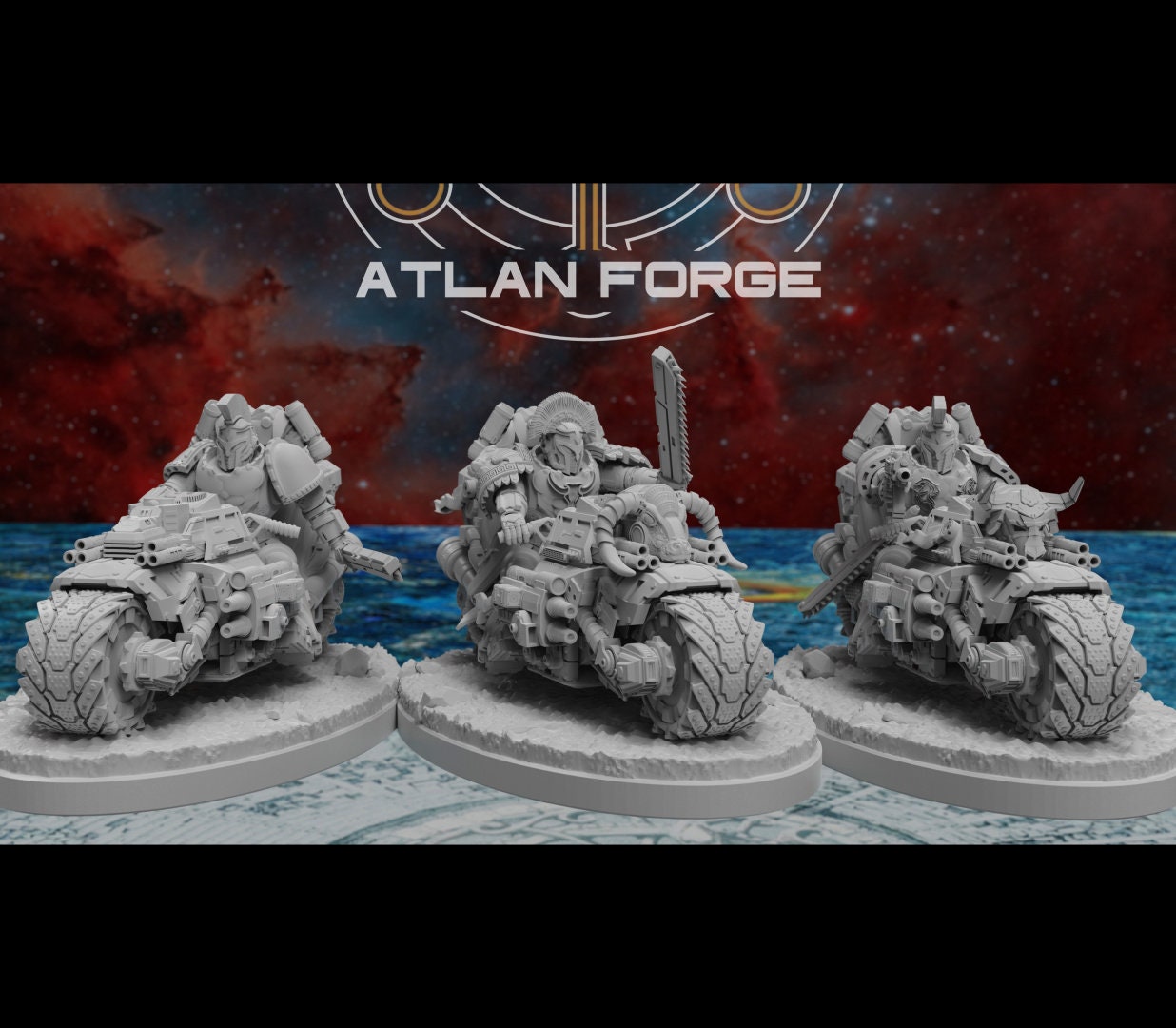 3d Printed Minoan Bikers x3 by Atlan Forge Miniatures