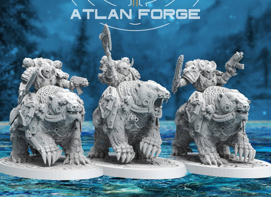 3d Printed Asgardian Bear Riders x3 by Atlan Forge Miniatures