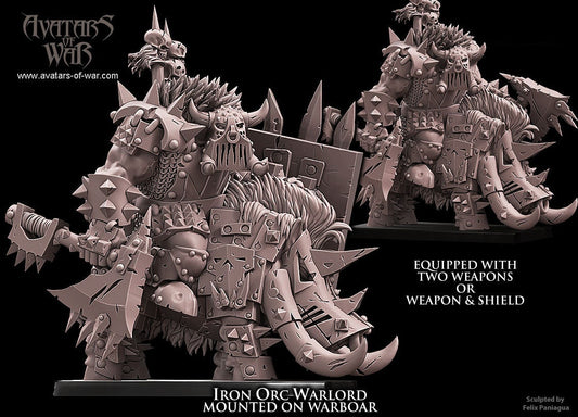 3D Printed Iron Orc Warlord on Warboar by Avatars of War