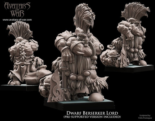 3D printed Dwarf Berserker Lord by Avatars of War