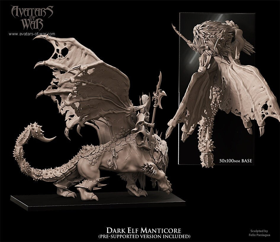 3D Printed Dark Elf Manticore by Avatars of War