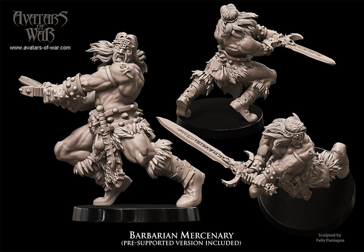 3D printed Barbarian Mercenary by Avatars of War