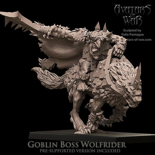 3D printed Goblin Boss Wolfrider by Avatars of War