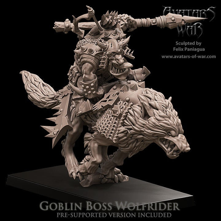 3D printed Goblin Boss Wolfrider by Avatars of War