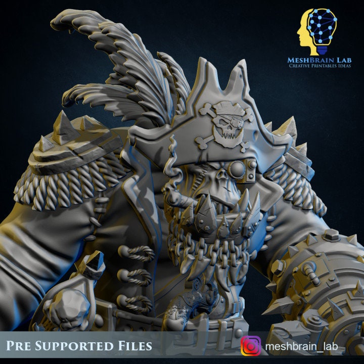 Meshbrain Lab 3d Printed Ork Pirate Warboss by Meshbrain Labs Miniatures – Last Hope ...