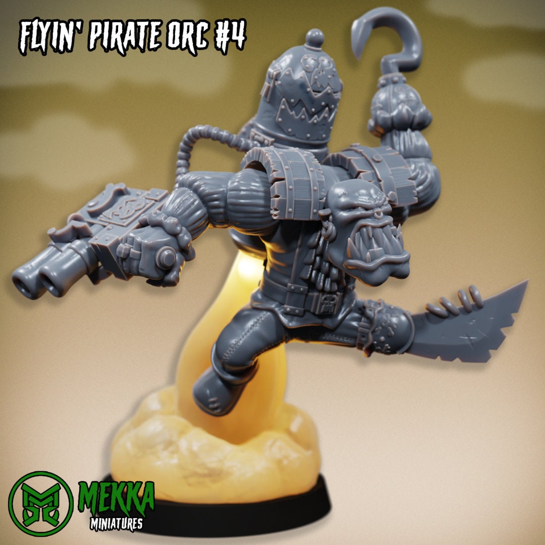 3d Printed Ork Flyin Pirate Set x6 by Mekka Miniatures