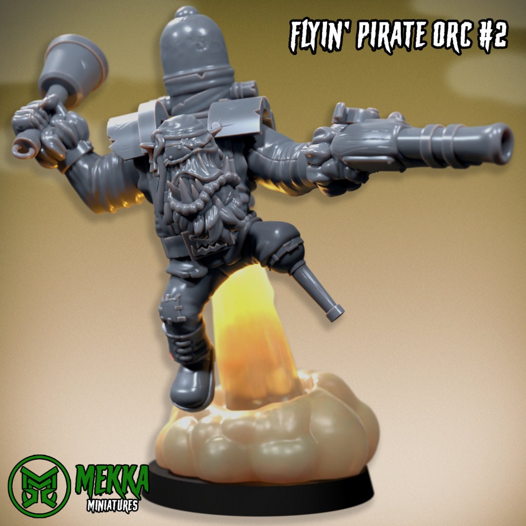 3d Printed Ork Flyin Pirate Set x6 by Mekka Miniatures