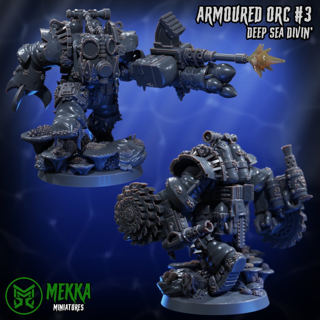 3d Printed Armored Pirate Orks by Mekka Miniatures