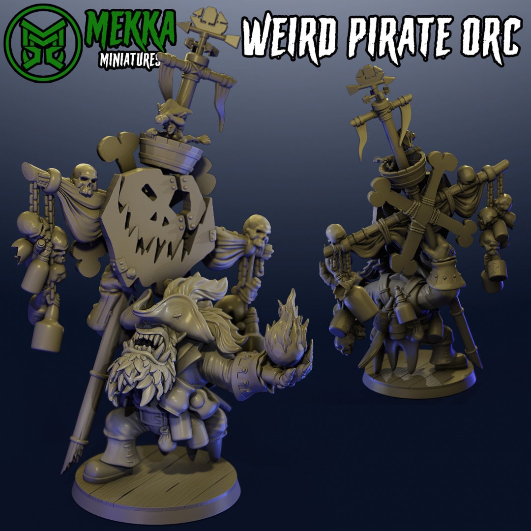 3d Printed Weird Pirate Ork by Mekka Miniatures