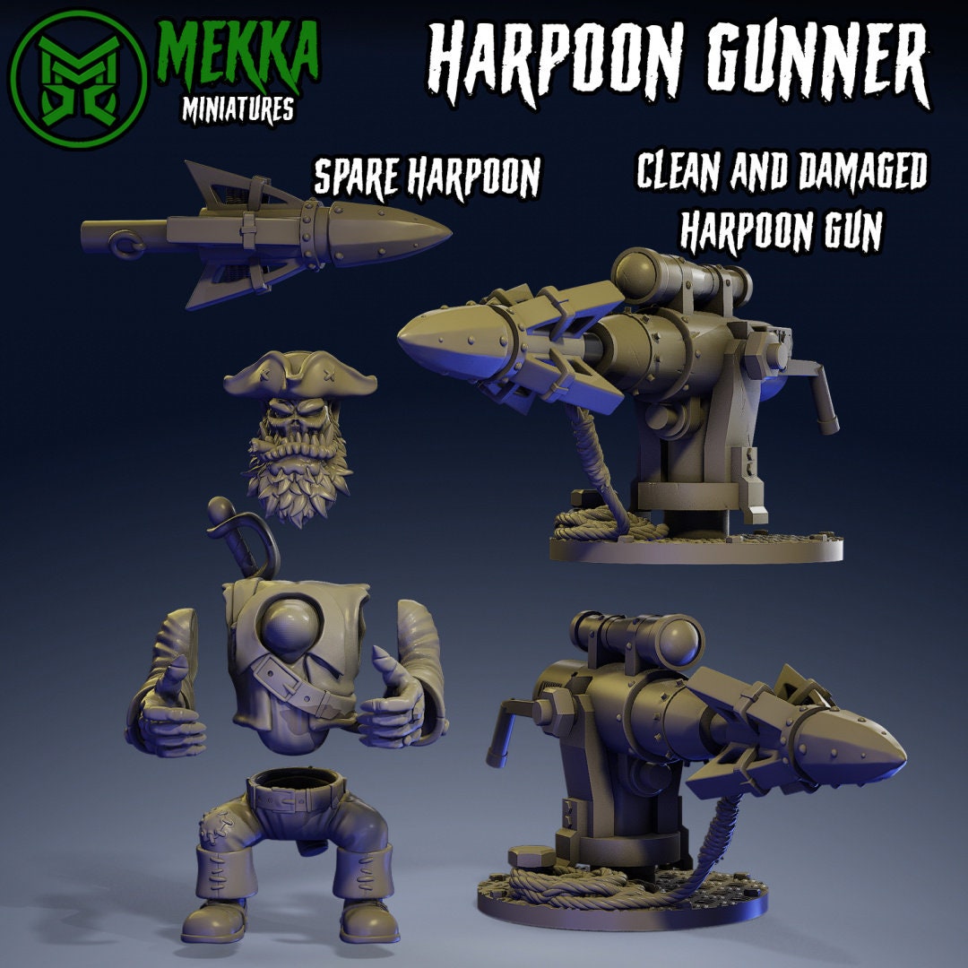 3d Printed Ork Pirate Harpoon Gunner by Mekka Miniatures