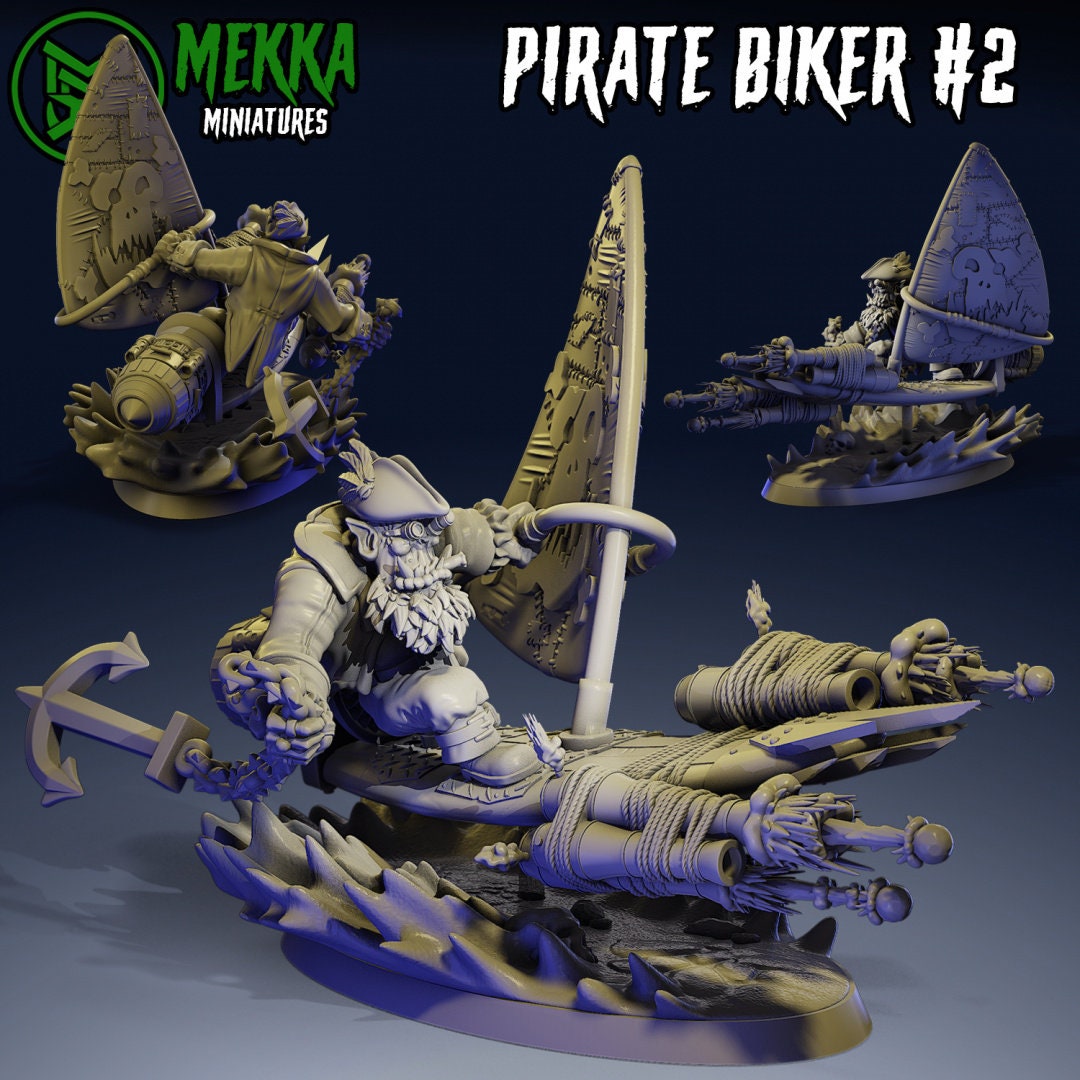 3d Printed Pirate Ork Bikers by Mekka Miniatures