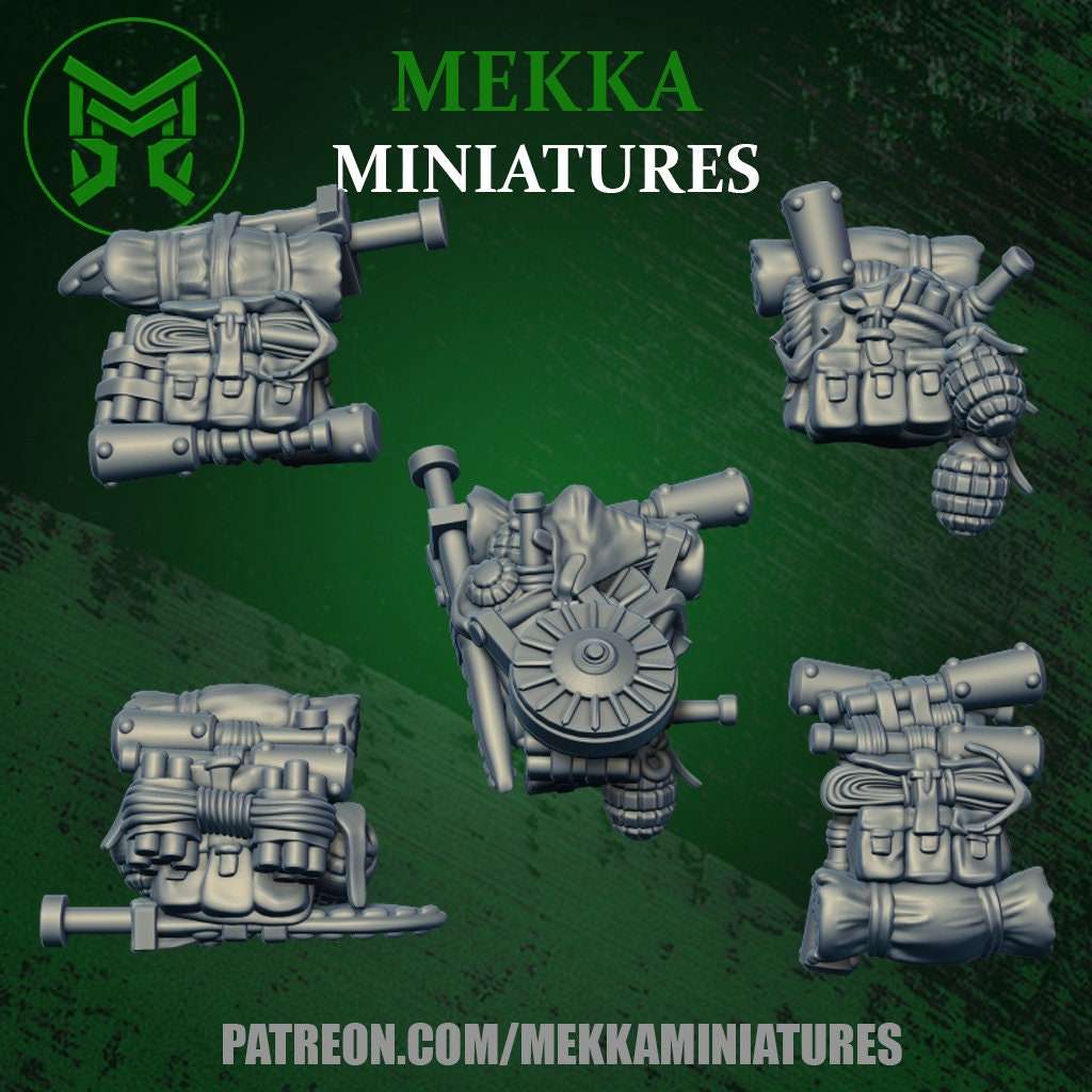 3d Printed Ork Commando backpacks x10 by Mekka Miniatures