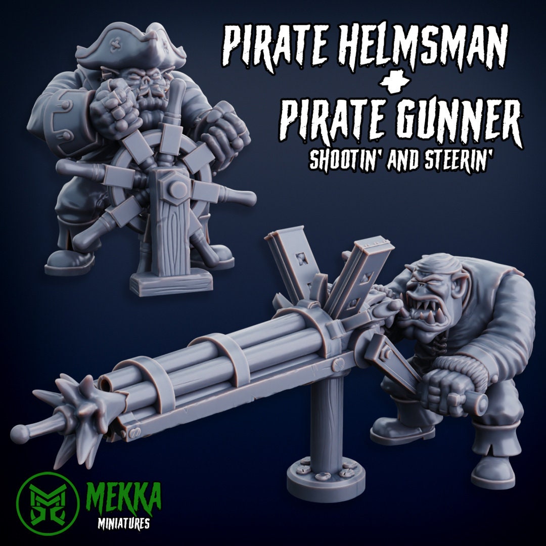 3d Printed Ork Pirate Helmsman and Gunner by Mekka Miniatures