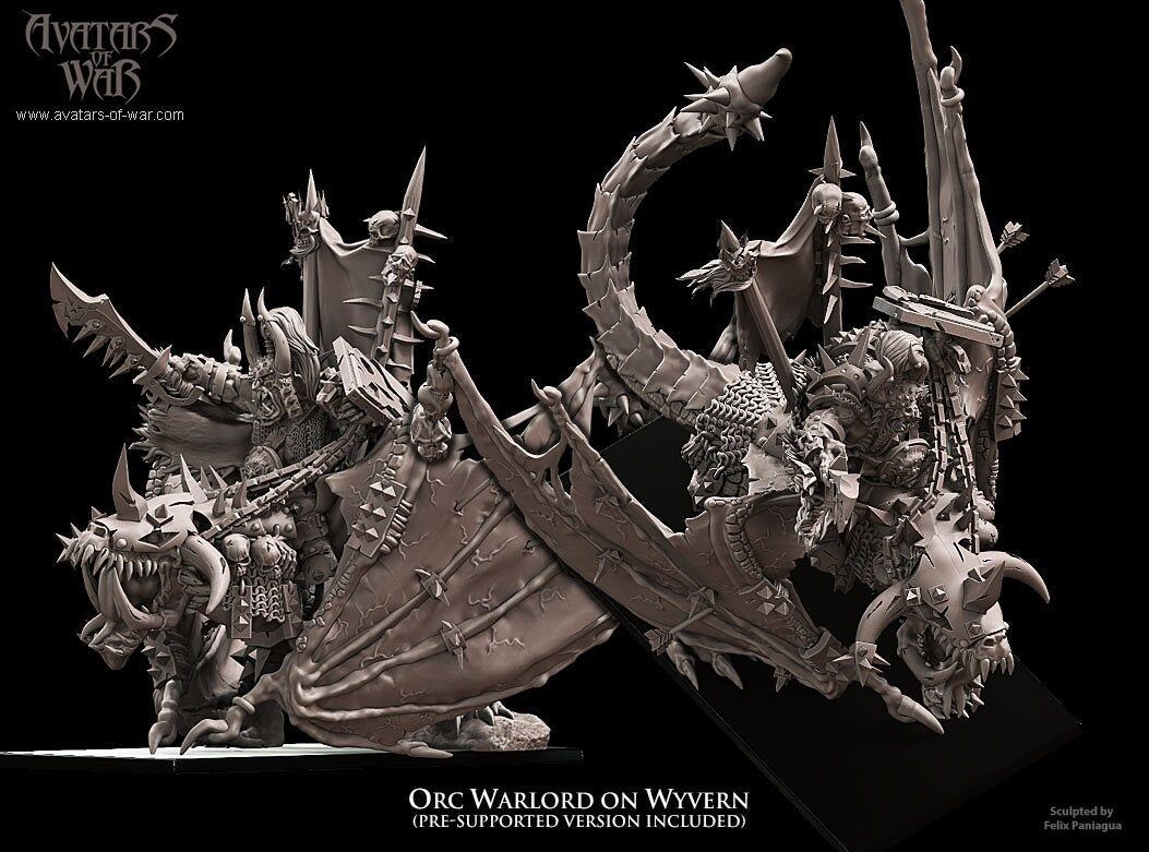 3D Printed Orc Warlord On Wyvern by Avatars of War