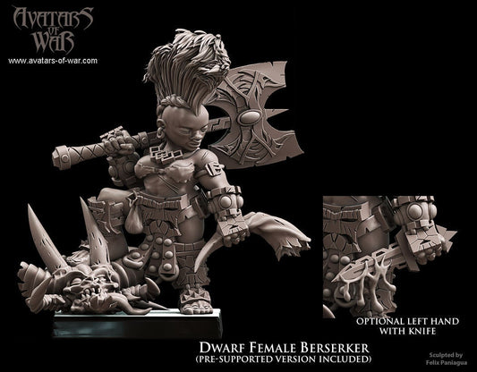3D printed Dwarf Female Berserker by Avatars of War