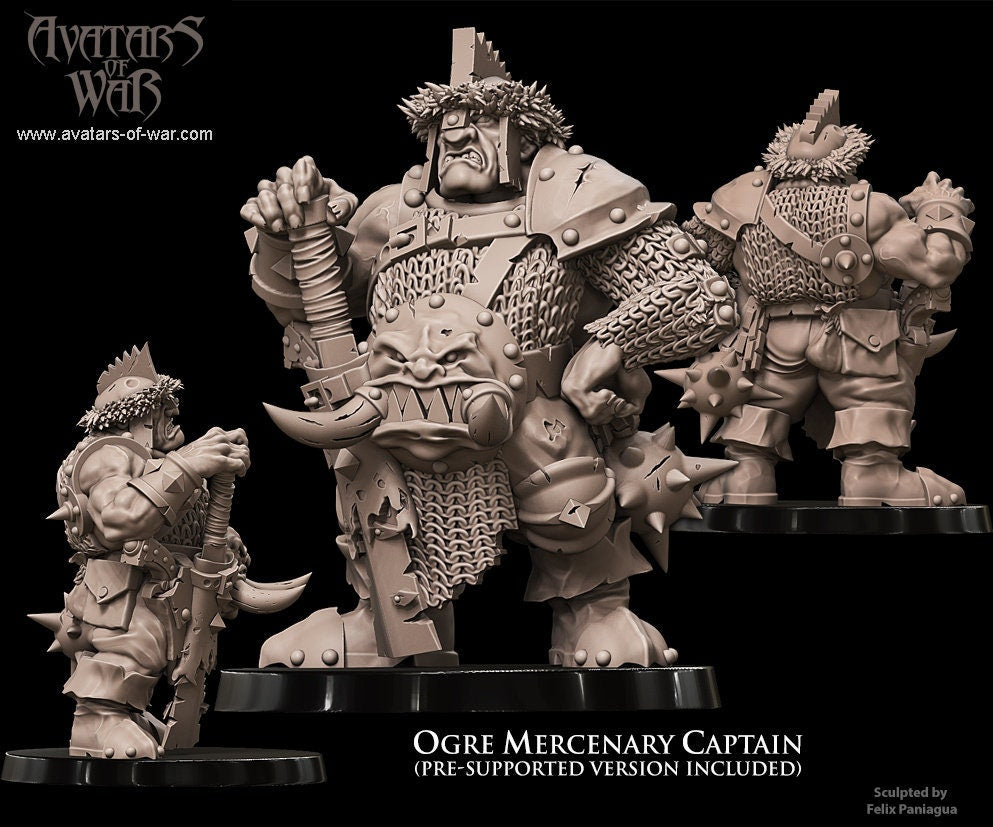 3D printed Ogre Mercenary Captain by Avatars of War