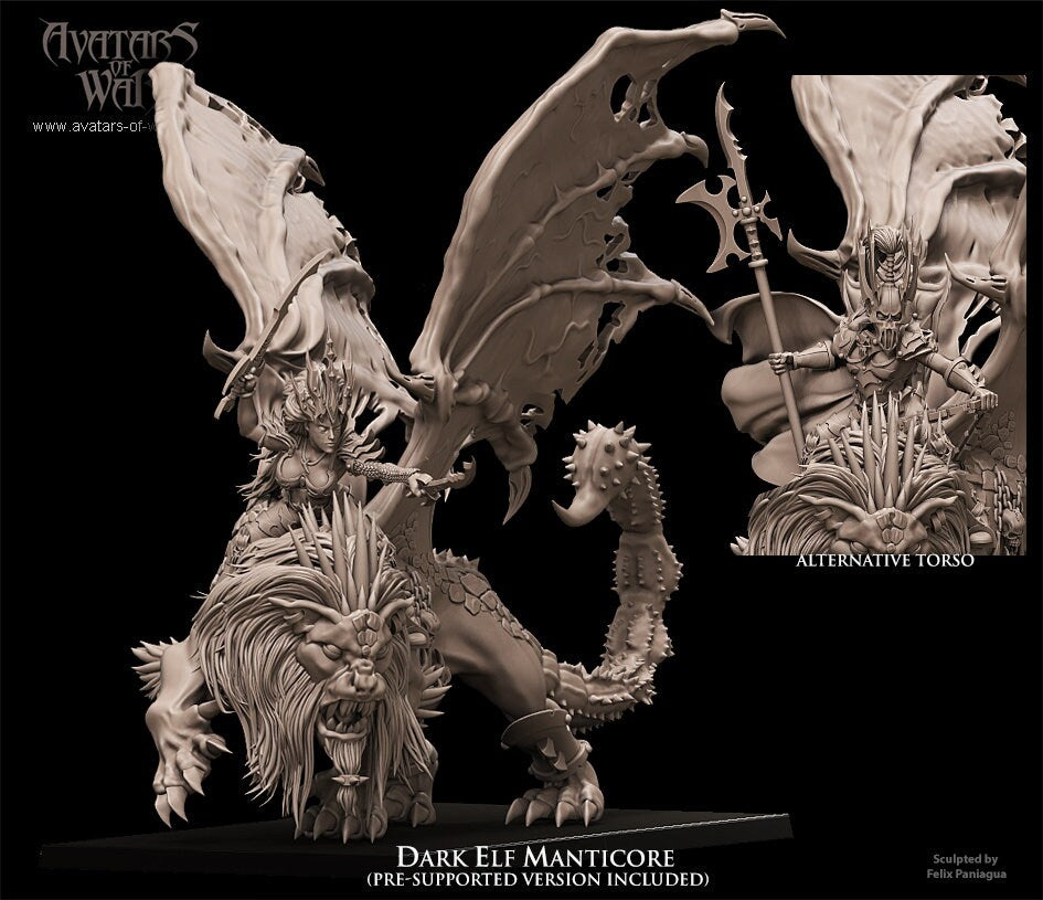 3D Printed Dark Elf Manticore by Avatars of War