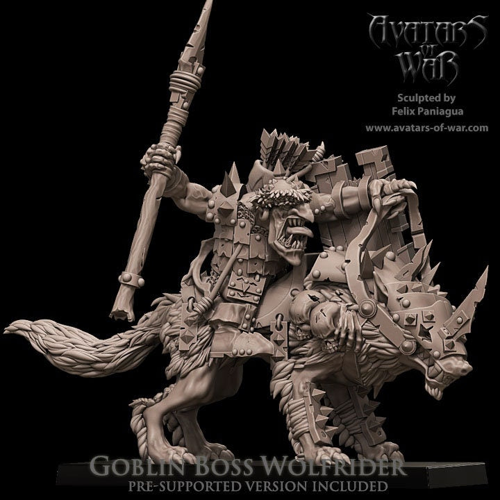 3D printed Goblin Boss Wolfrider by Avatars of War